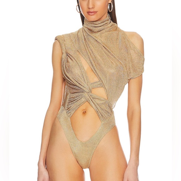 LaQuan Smith Tops - LaQuan Smith Hand Drapped Geometric Bodysuit